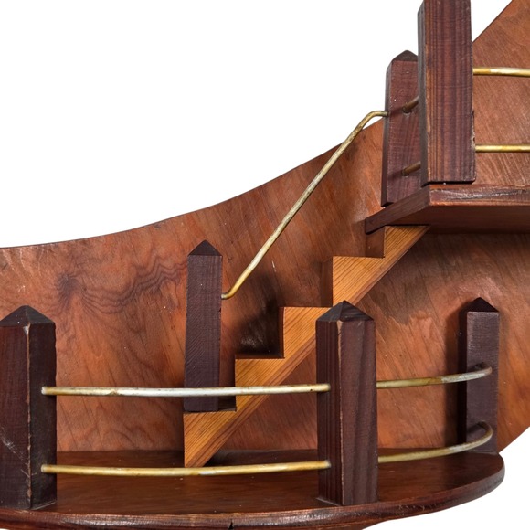 Vintage MCM Hand Made Crescent Moon Stair Step Wood Wall Shelf Celestial Decor - Picture 3 of 13